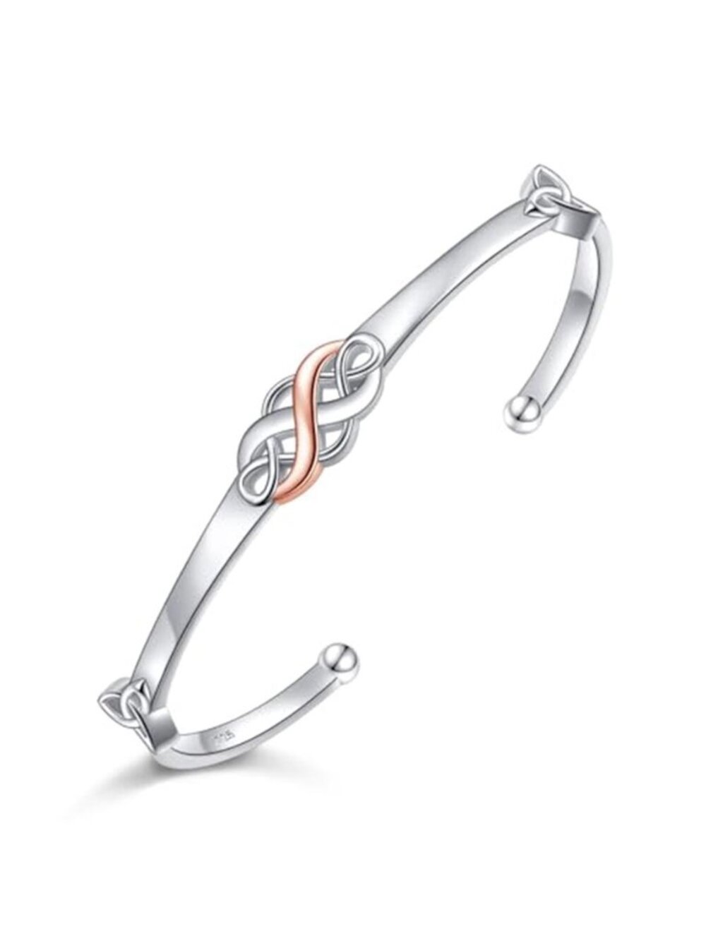 Women's Two Tone Irish Celtic Knot Bracelet 925 Sterling Silver Infinity Love